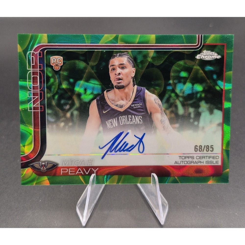 2026 Topps Chrome Micah Peavy #RA-MPE Rookie Auto Green Lava /85 Pelicans RC